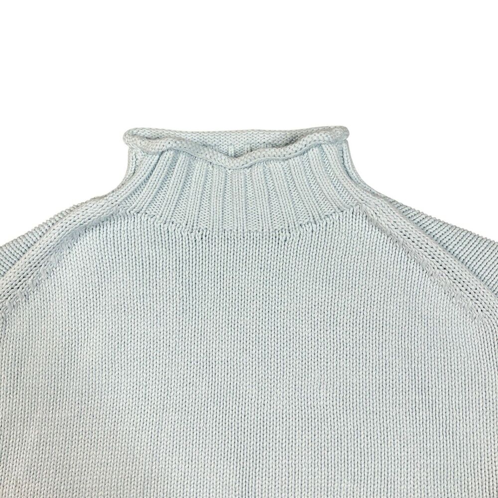 J Crew 2025 Rollneck Sweater Womens XXS Blue 100% Cotton Coastal Minimalist